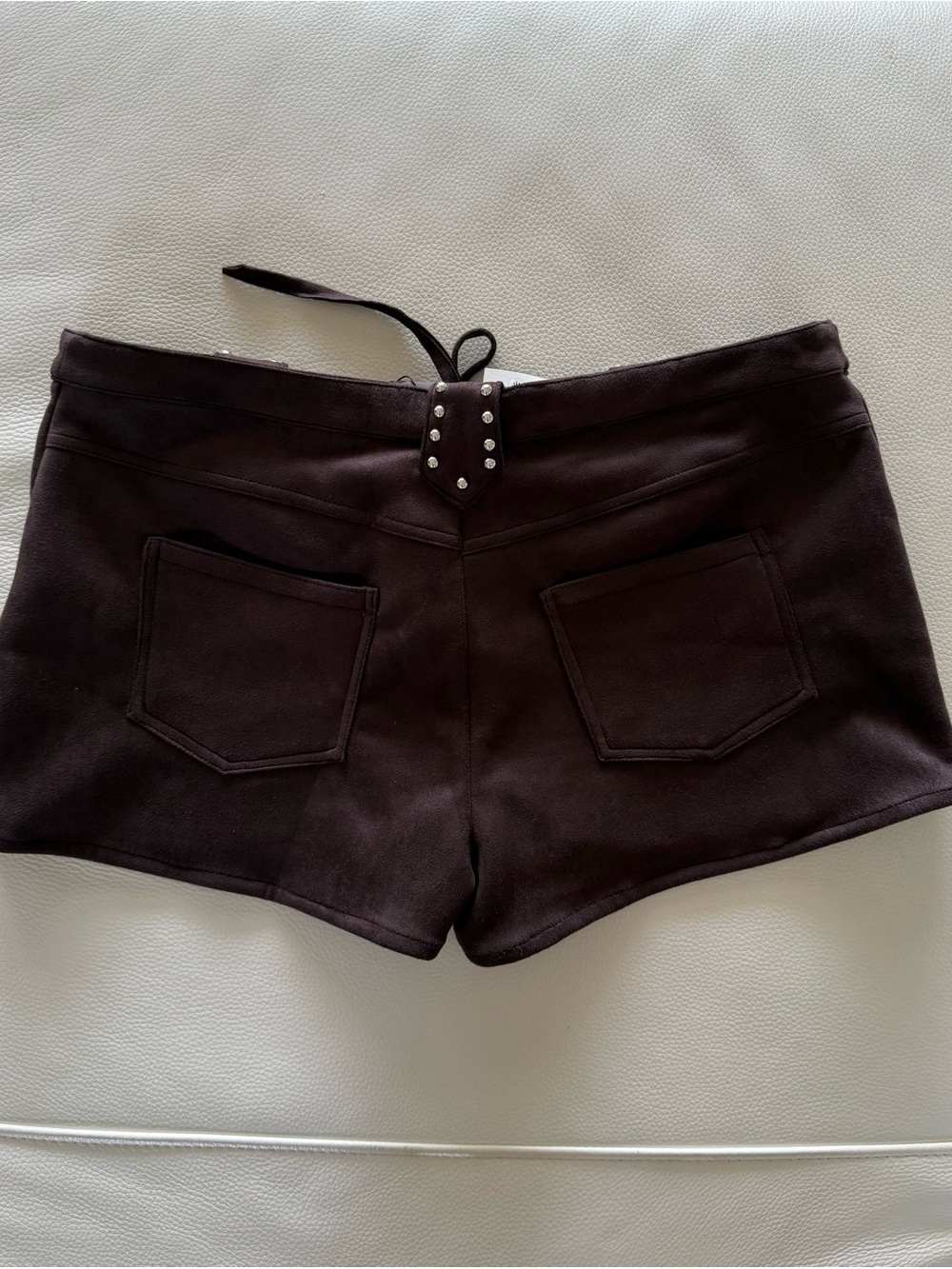 Vigoss Dark Brown Studded Suede Vest & Lace-Up Shorts Set NEW With Tags - Picture 9 of 11